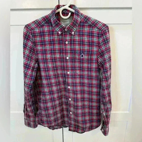 Simply Southern Plaid Flannel Shirt Mens Small Guys Parker Blue Red - Picture 2 of 9